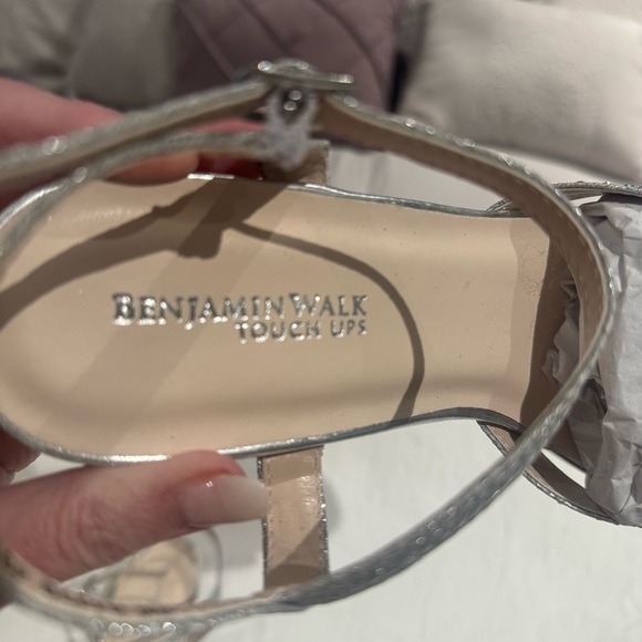 Benjamin Walk Touch Ups Elegant Silver Strappy Wedge Sandals - NWOT - Picture 7 of 10